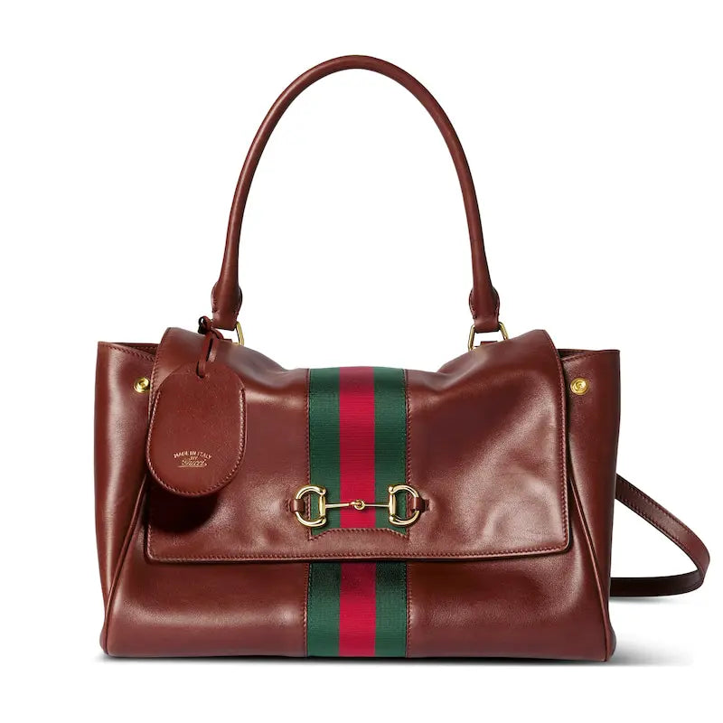 Gucci Paparazzo Series Medium Tote Bag chestnut brown