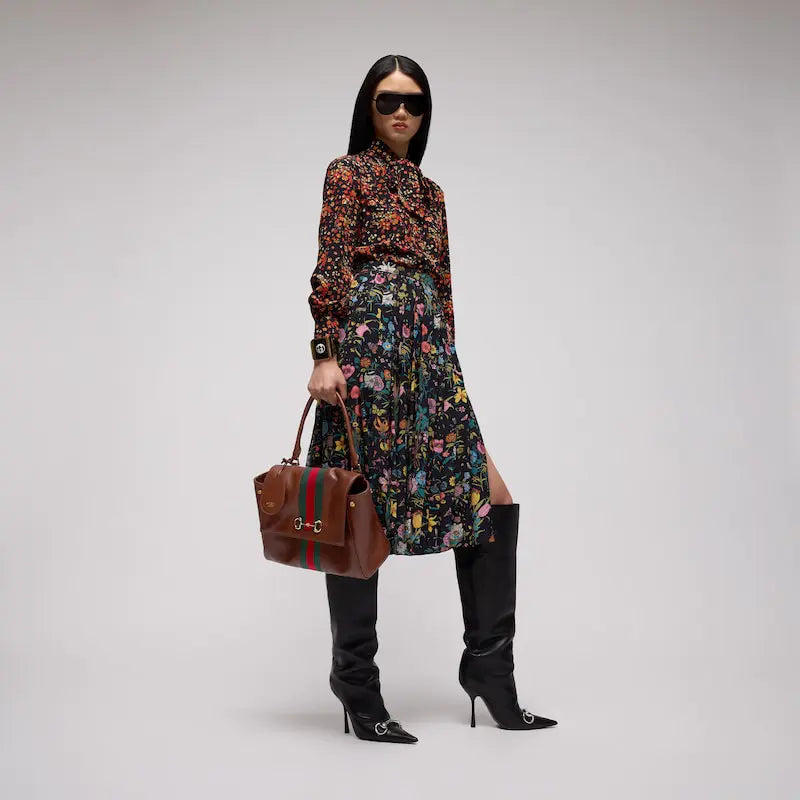 Gucci Paparazzo Series Medium Tote Bag chestnut brown