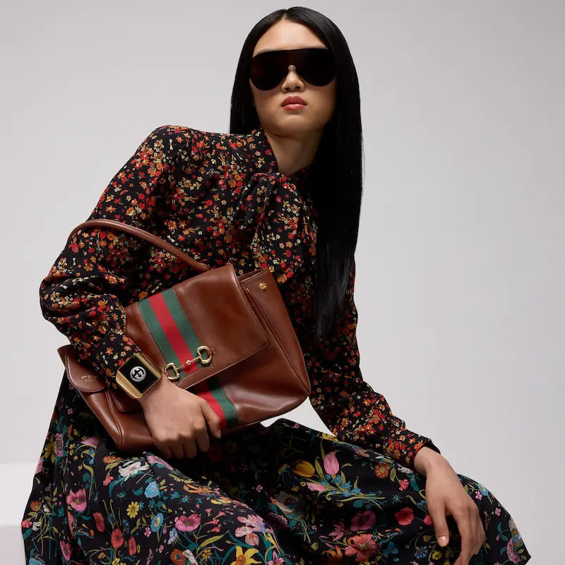Gucci Paparazzo Series Medium Tote Bag chestnut brown