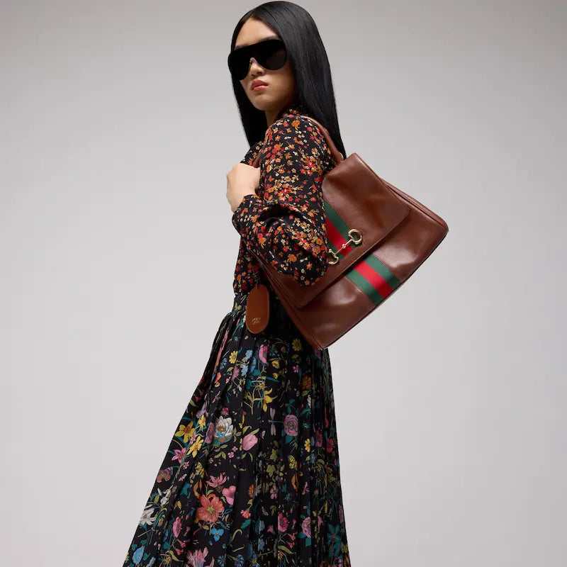 Gucci Paparazzo Series Medium Tote Bag chestnut brown