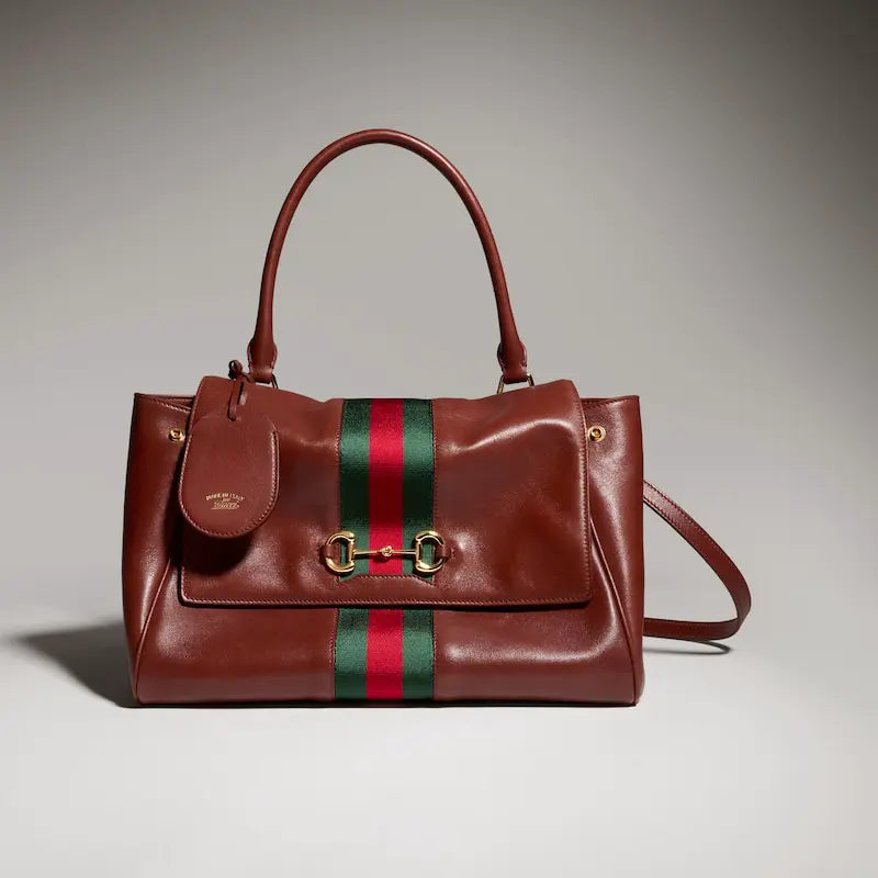 Gucci Paparazzo Series Medium Tote Bag chestnut brown