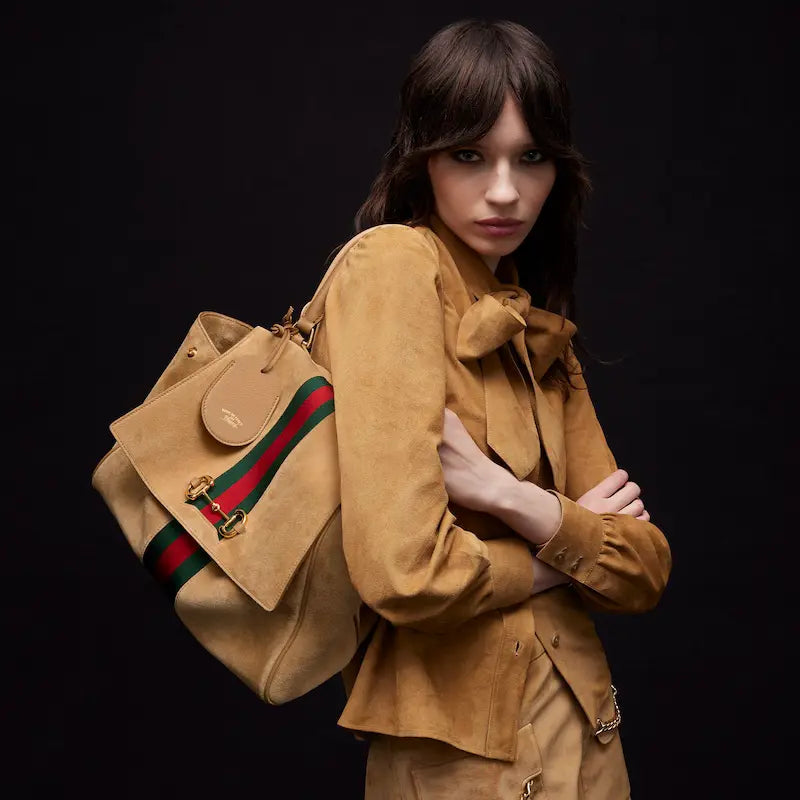 Gucci Paparazzo Series Medium Tote Bag Sand-colored