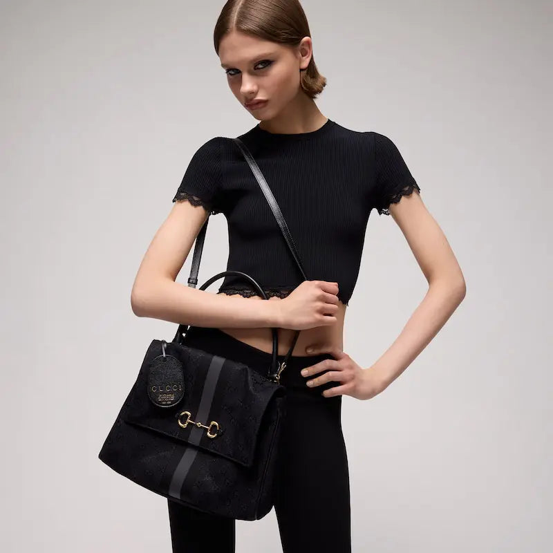 Gucci Paparazzo Series Medium Tote Bag Gray and Black