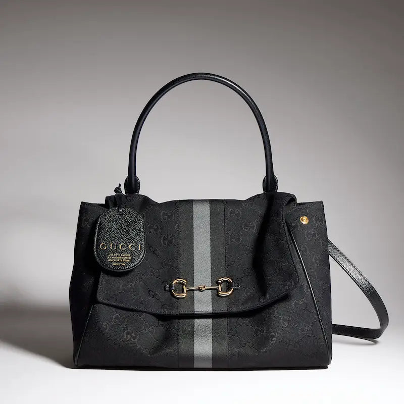 Gucci Paparazzo Series Medium Tote Bag Gray and Black