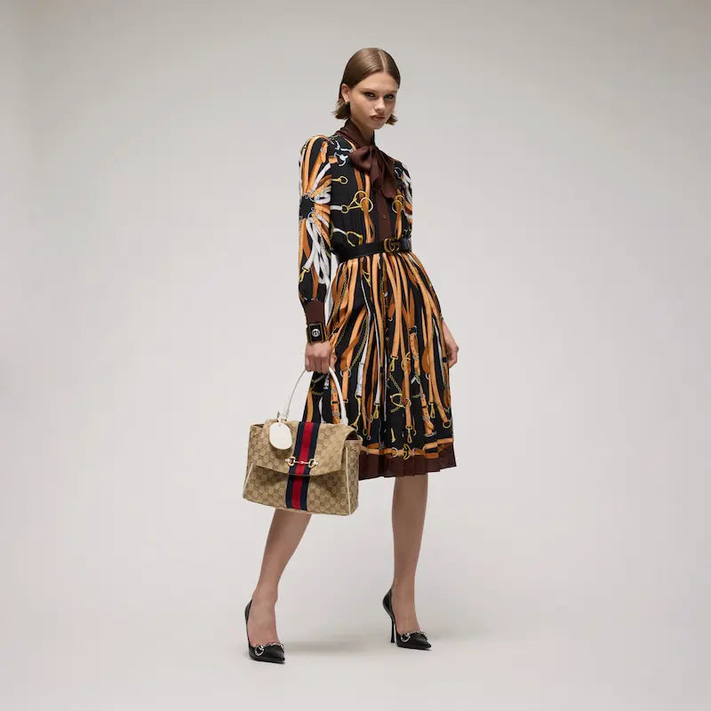 Gucci Paparazzo Series Medium Tote Bag Beige and Brown