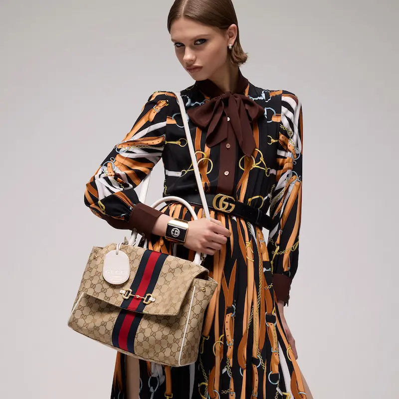 Gucci Paparazzo Series Medium Tote Bag Beige and Brown