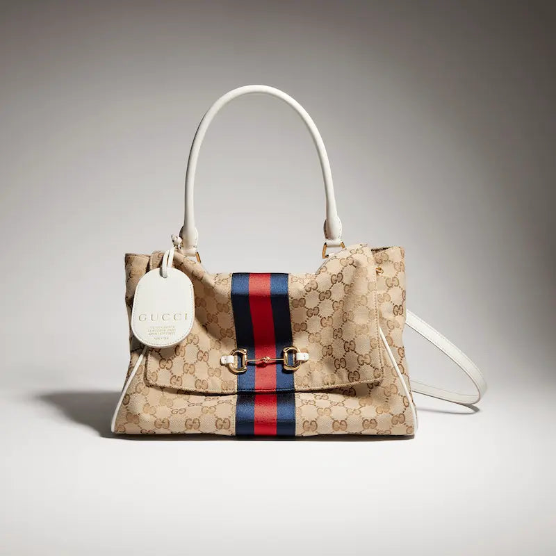 Gucci Paparazzo Series Medium Tote Bag Beige and Brown
