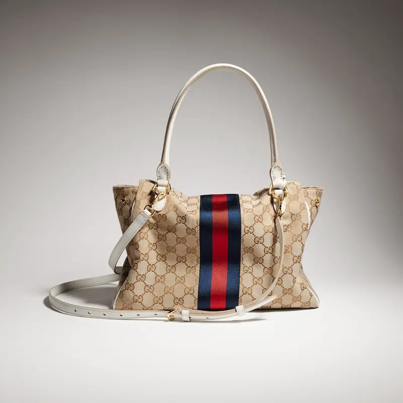 Gucci Paparazzo Series Medium Tote Bag Beige and Brown