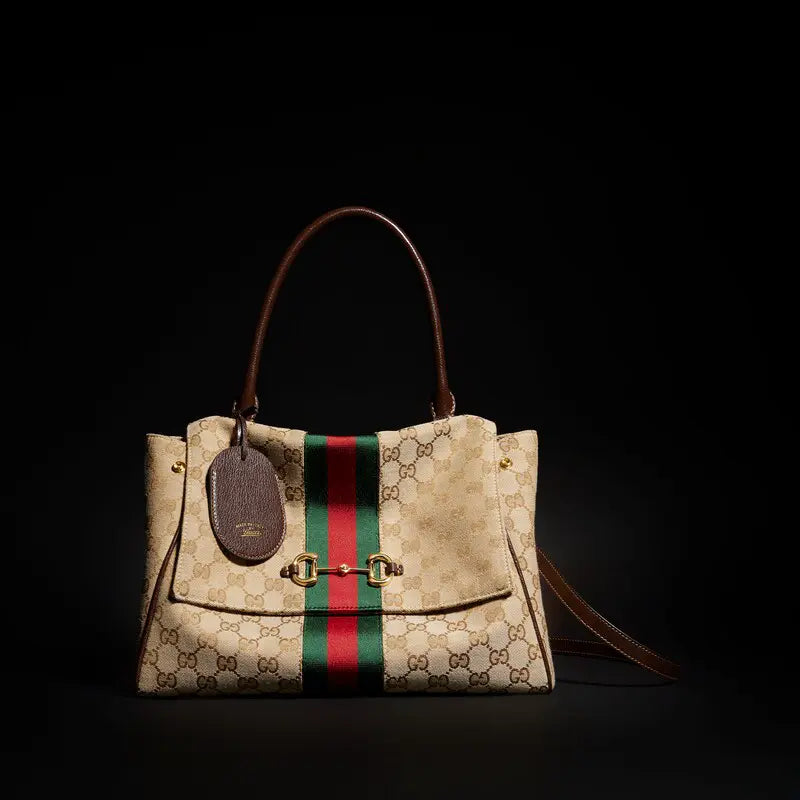 Gucci Paparazzo Series Medium Tote Bag Beige and Brown