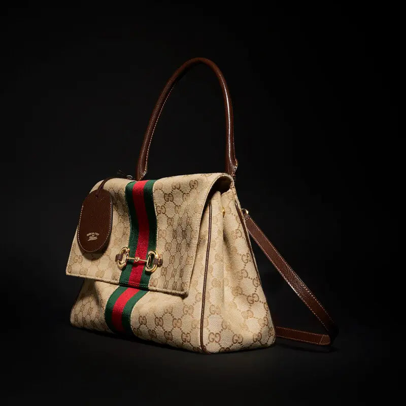 Gucci Paparazzo Series Medium Tote Bag Beige and Brown