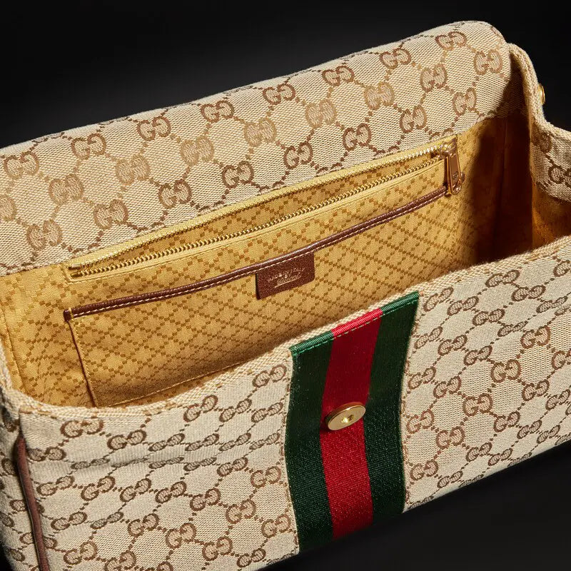 Gucci Paparazzo Series Medium Tote Bag Beige and Brown