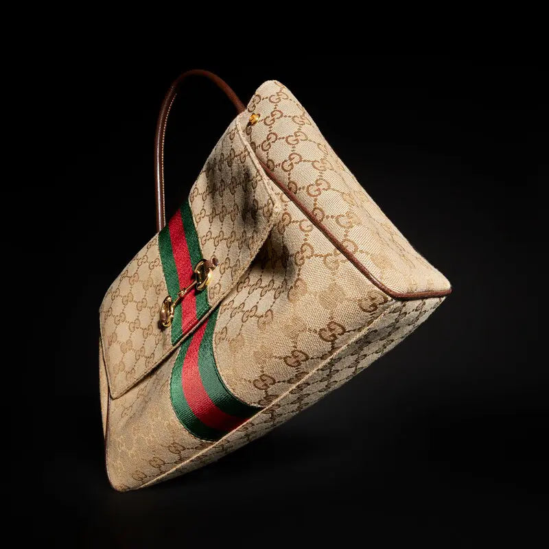 Gucci Paparazzo Series Medium Tote Bag Beige and Brown