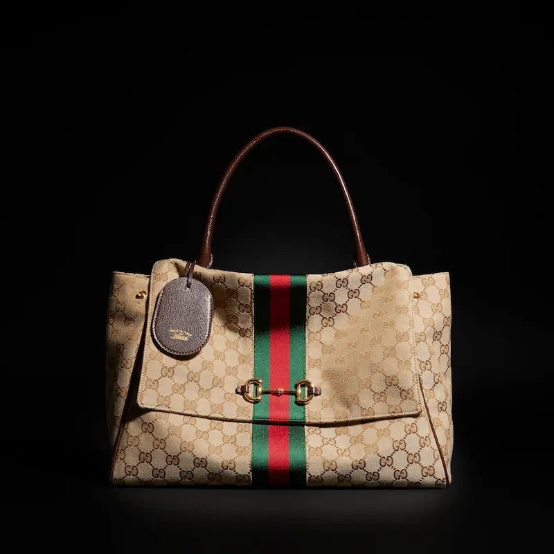 Gucci Paparazzo Series Large Tote Bag Beige and Brown
