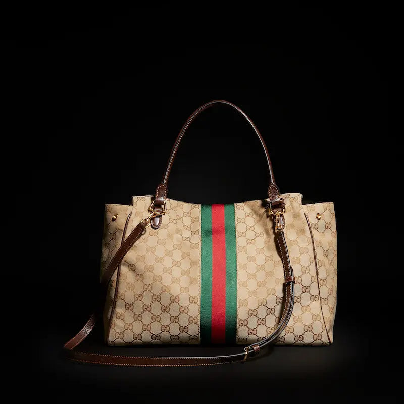 Gucci Paparazzo Series Large Tote Bag Beige and Brown