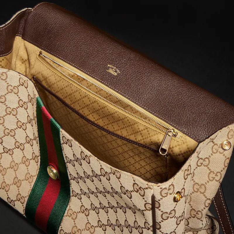 Gucci Paparazzo Series Large Tote Bag Beige and Brown