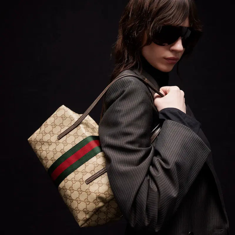 Gucci Melrose Collection Medium Boston Bag Beige and Brown