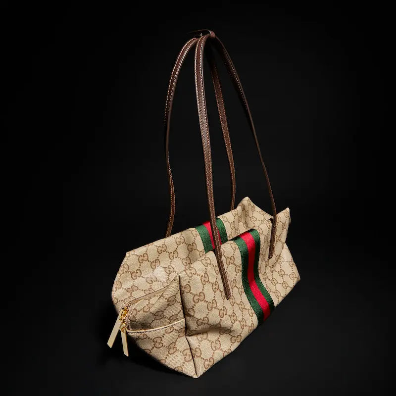 Gucci Melrose Collection Medium Boston Bag Beige and Brown