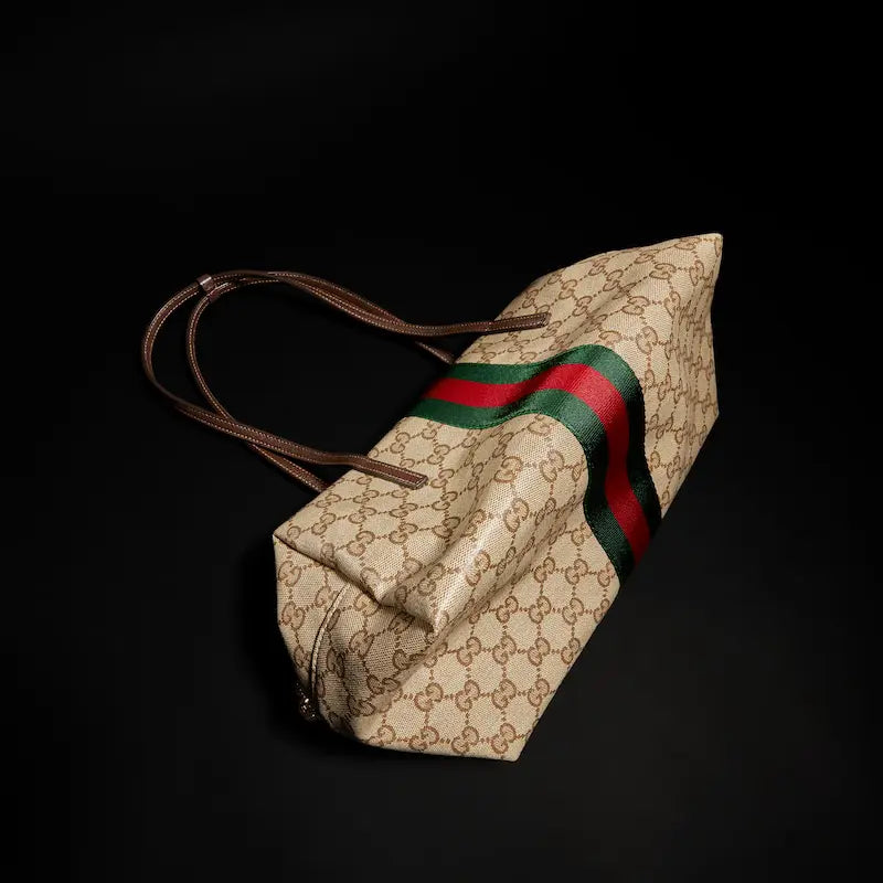 Gucci Melrose Collection Medium Boston Bag Beige and Brown