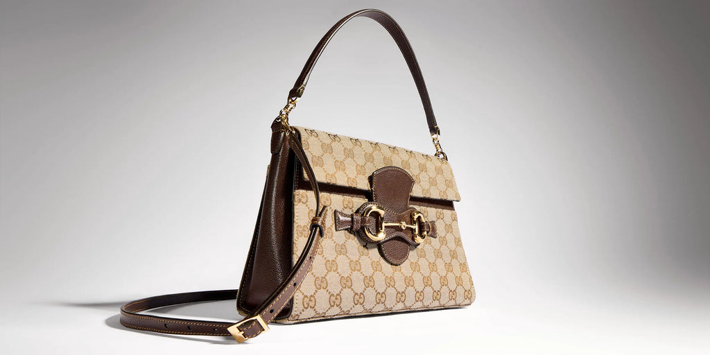 Horsebit Duomo Series Medium Tote Bag Sand and Brown