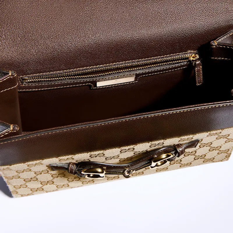 Horsebit Duomo Series Medium Tote Bag Sand and Brown