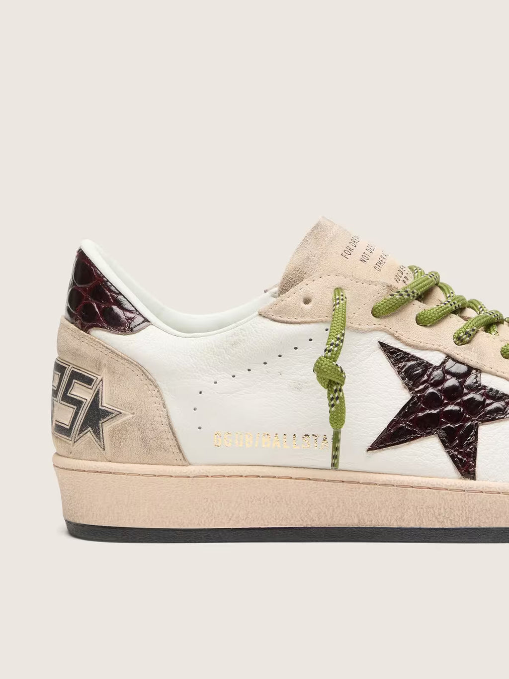 Golden Goose Ball Star in white leather with burgundy croc-effect star