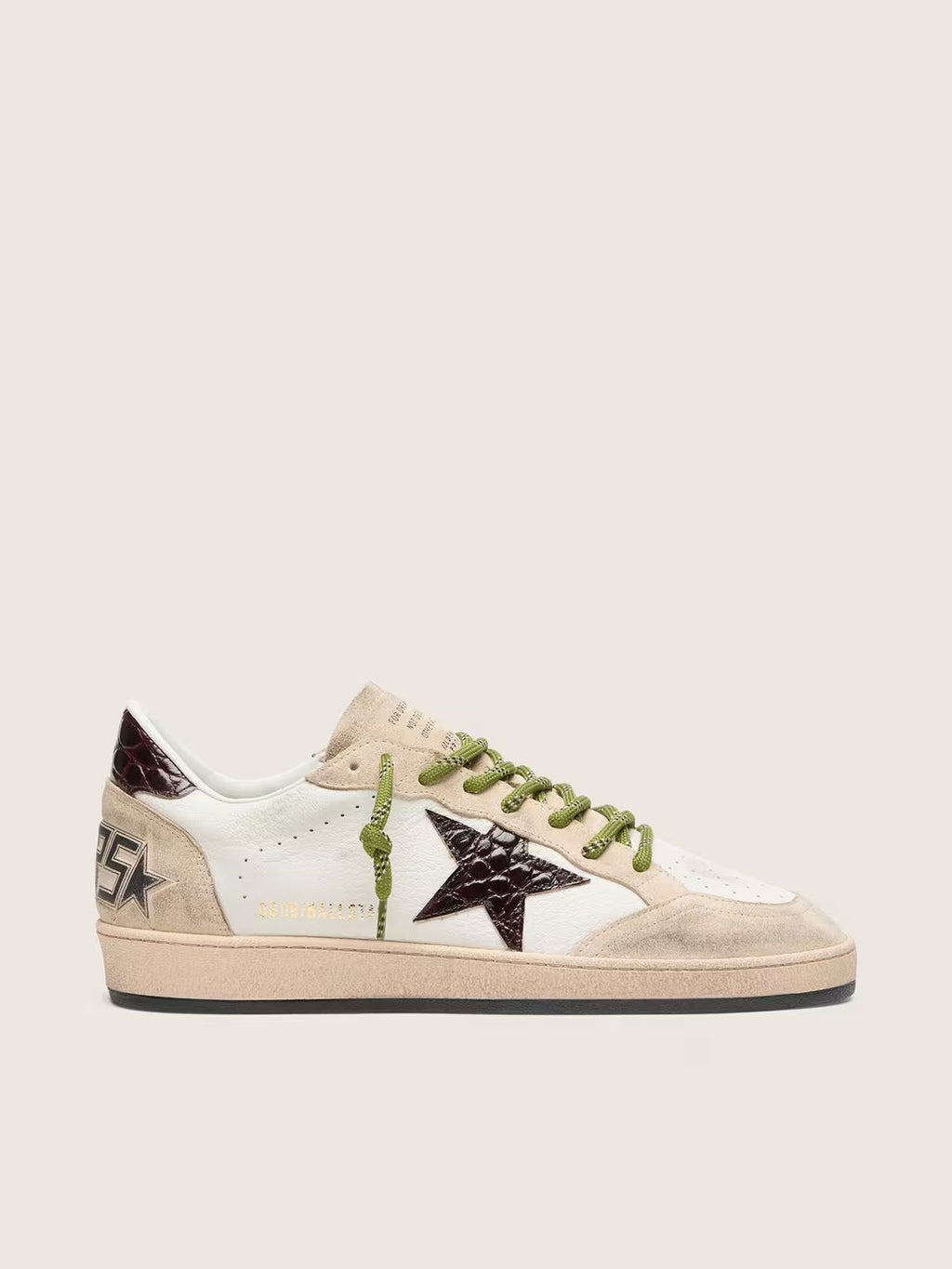 Golden Goose Ball Star in white leather with burgundy croc-effect star