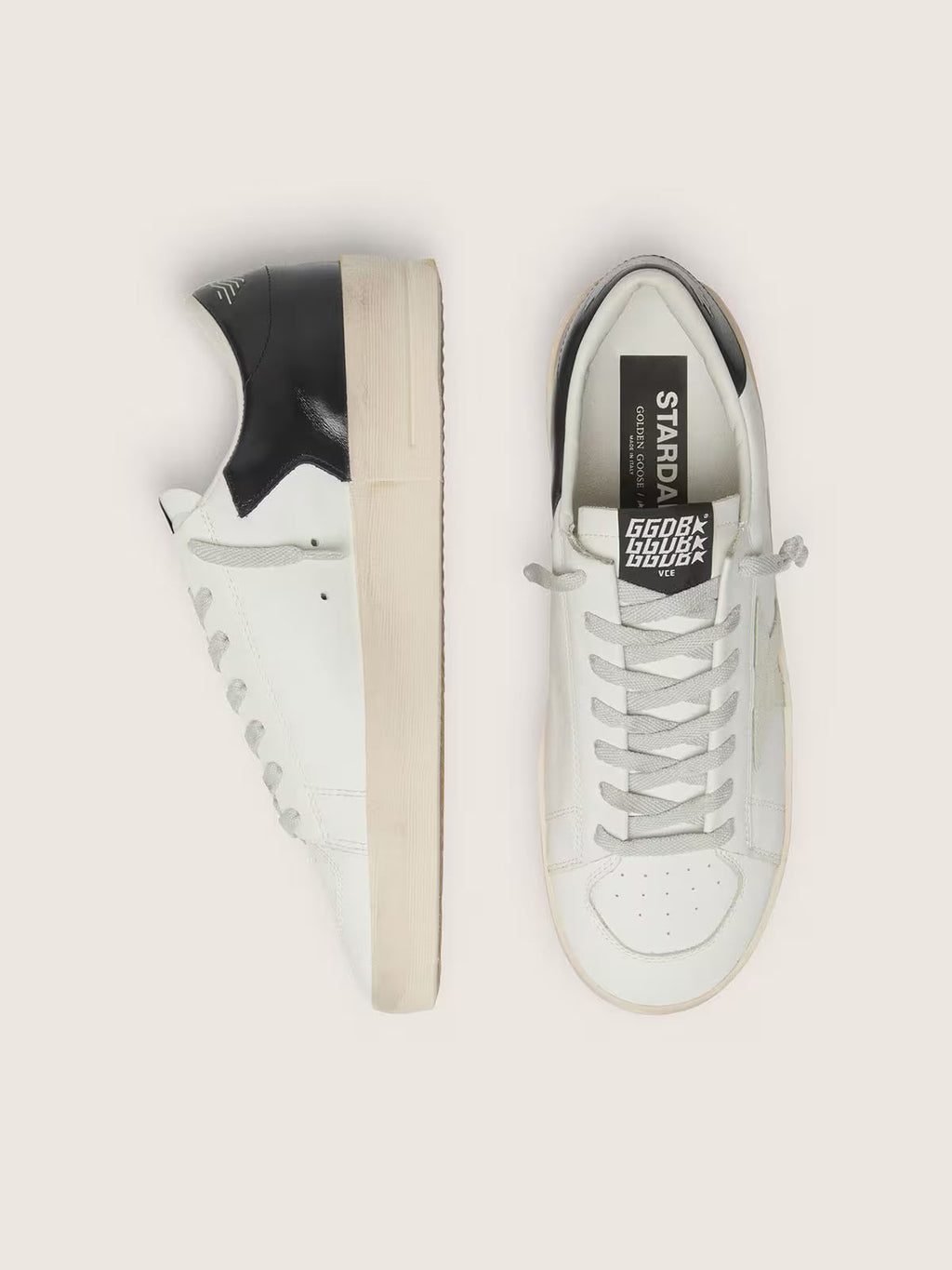 Golden Goose Stardan with star in ice-gray suede and blu-navy heel tab