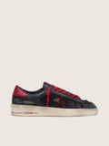 Golden Goose Stardan in black leather with red star and black mesh and red leather inserts