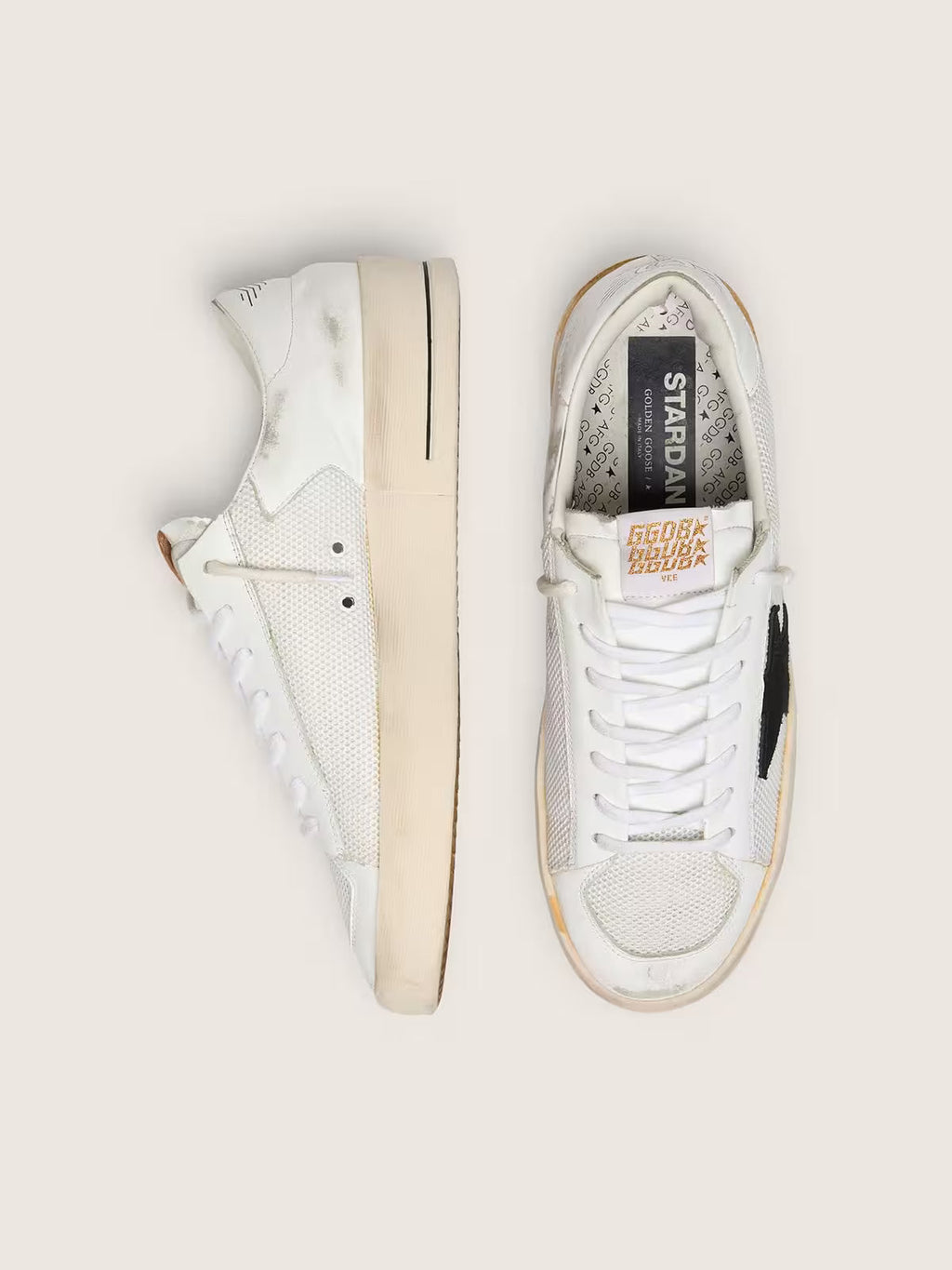 Golden Goose Stardan in white mesh with black suede star