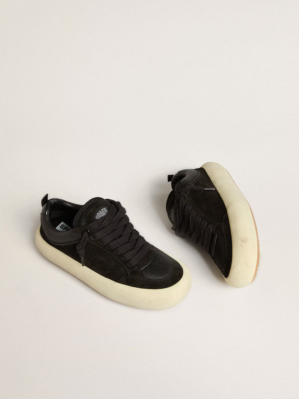Golden Goose Space-Star Cube in black suede with perforated star