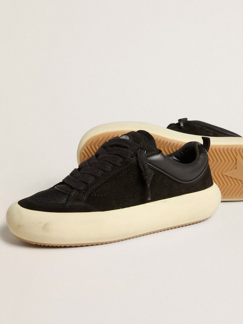 Golden Goose Space-Star Cube in black suede with perforated star