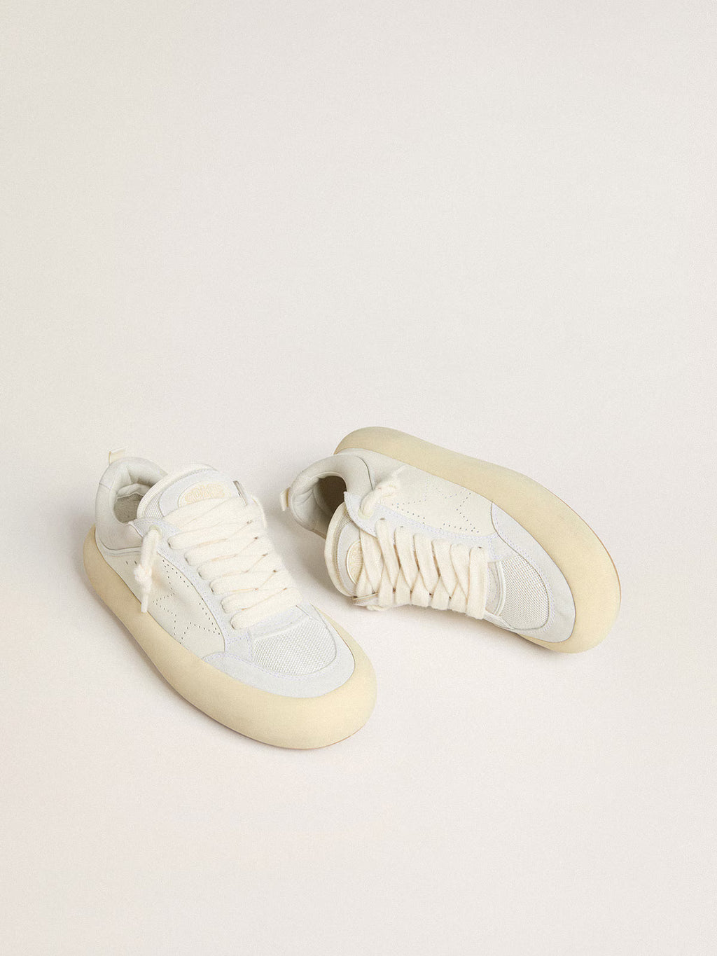 Golden Goose Space-Star Cube in white leather with perforated star