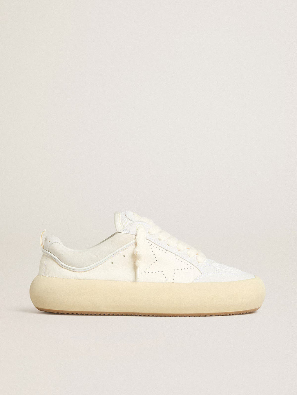 Golden Goose Space-Star Cube in white leather with perforated star