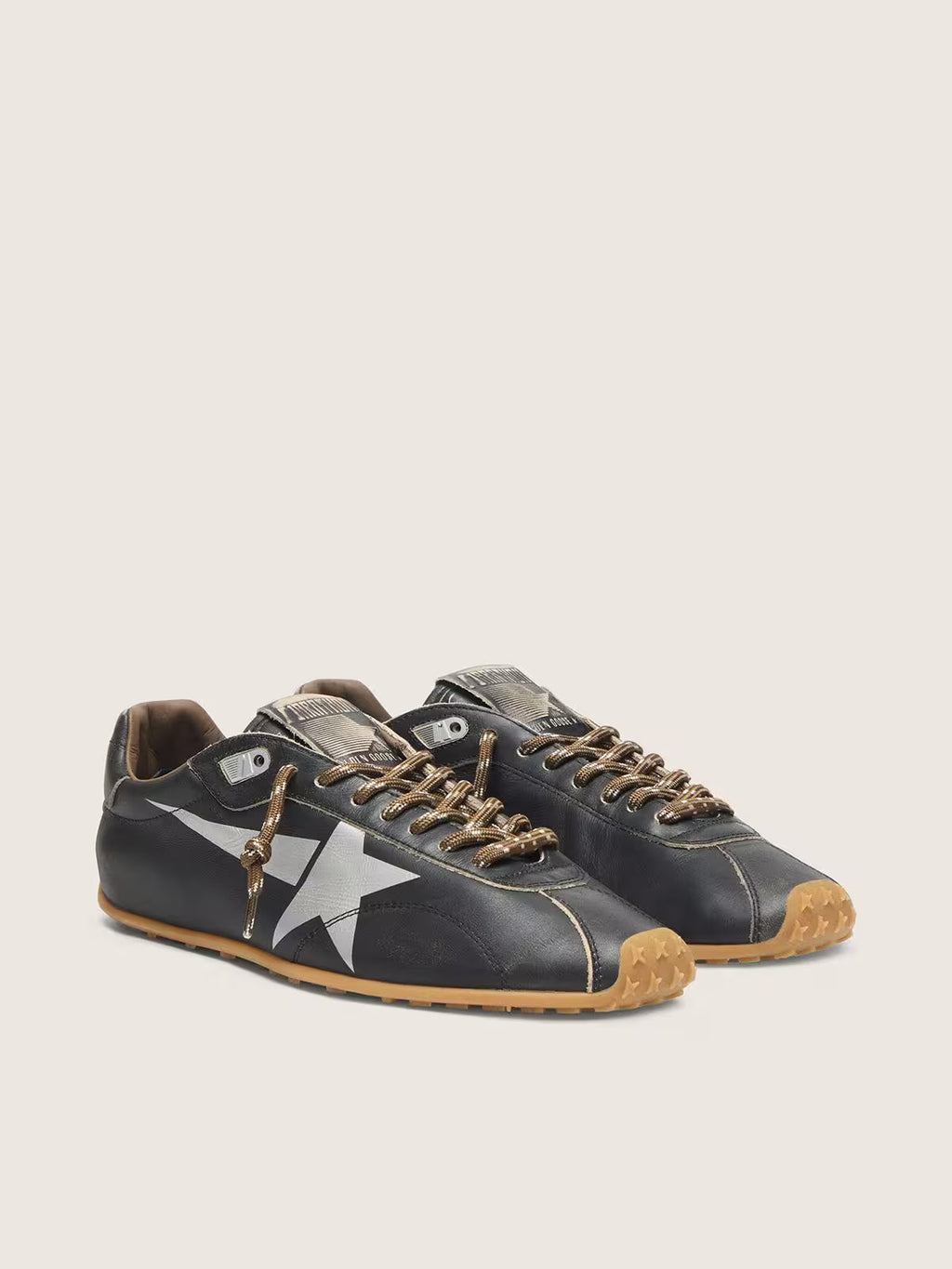Golden Goose Marathon Speed with black leather upper and silver star