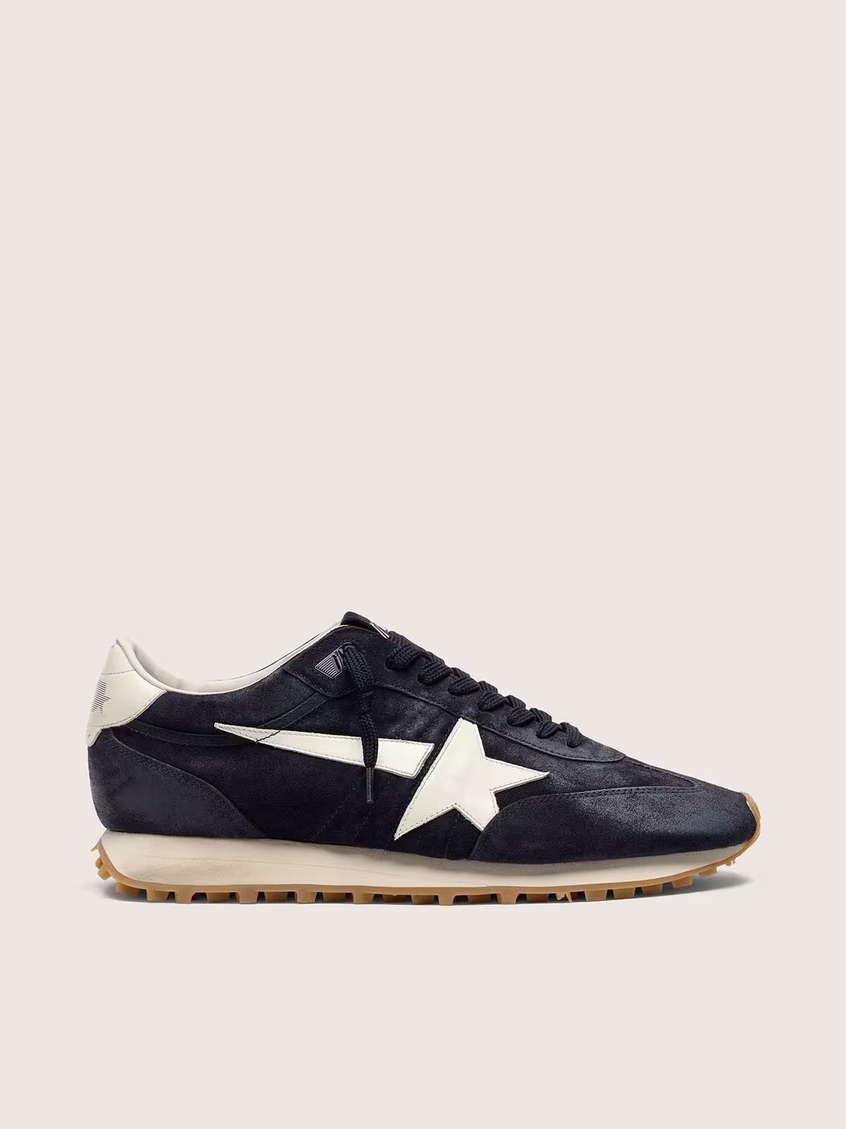 Golden Goose Marathon in blue navy suede with white leather star and heel tab