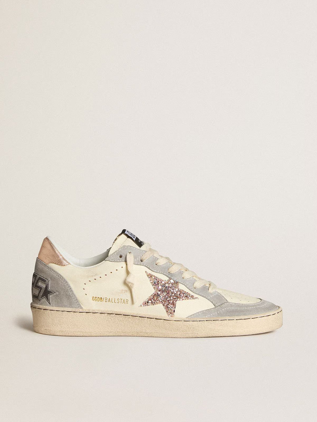Golden Goose Ball Star in nappa with glitter star and metallic heel tab
