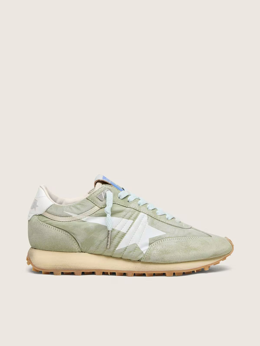 Golden Goose Marathon in sage-green nylon with white star