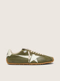 Golden Goose Marathon Speed in olive-green leather with cream star