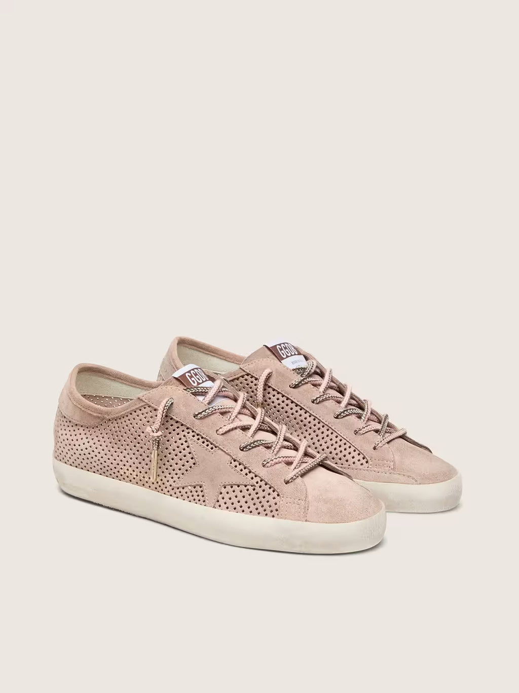 Golden Goose Super-Star LTD in powder-pink perforated suede with tone-on-tone star