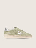Golden Goose Stardan in sage-green suede with metallic silver star
