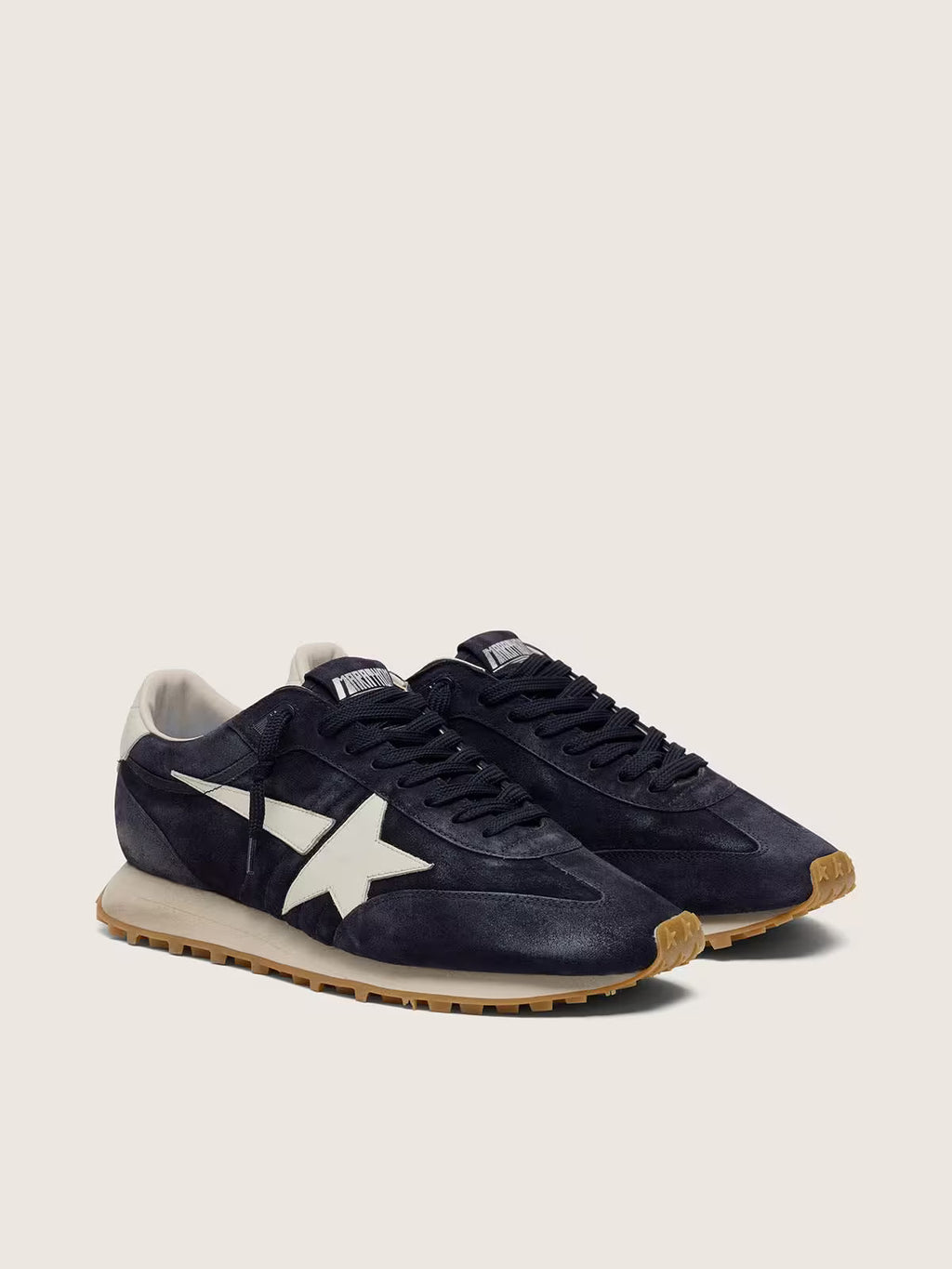 Golden Goose Marathon in blue navy suede with leather star and heel tab