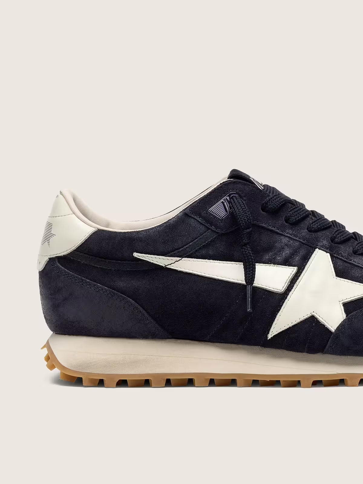 Golden Goose Marathon in blue navy suede with leather star and heel tab