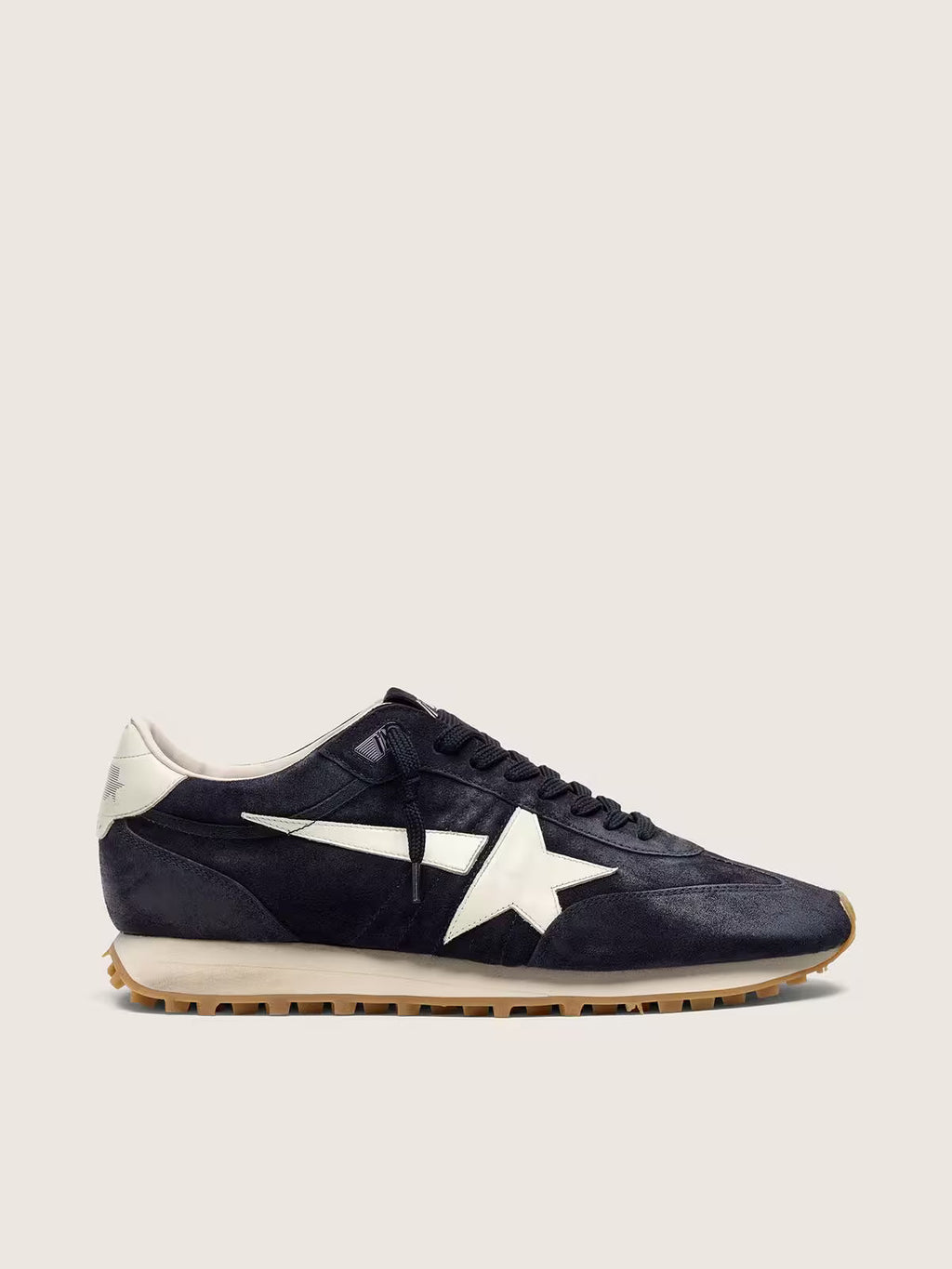 Golden Goose Marathon in blue navy suede with leather star and heel tab
